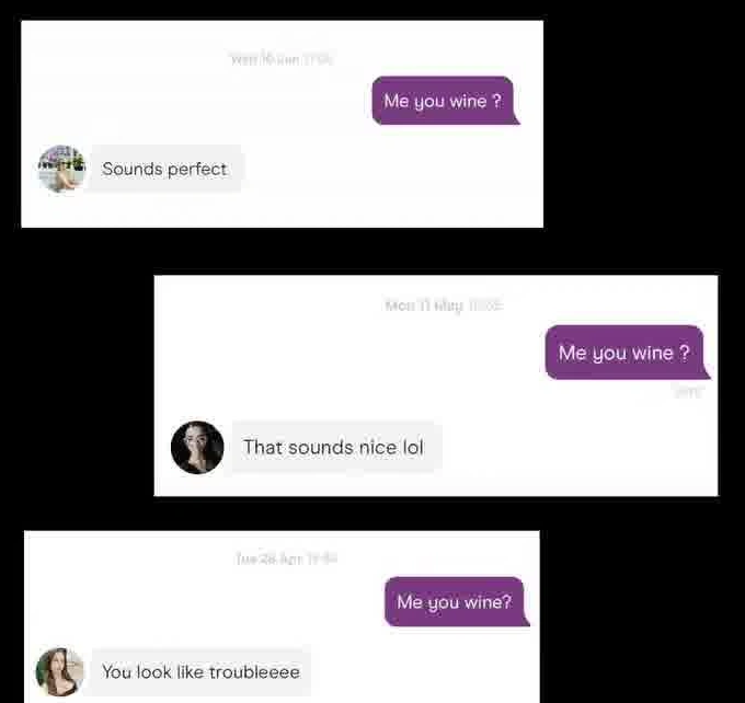 Three Hinge conversations — the same short opener, three warm replies