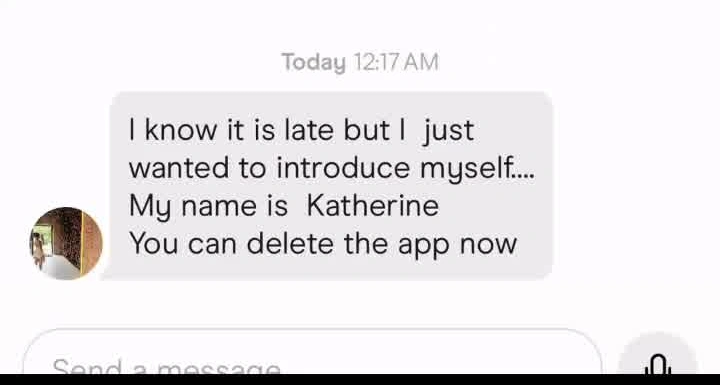 First message received: 'you can delete the app now'
