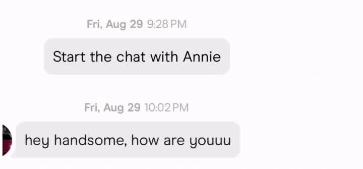 She opens the chat herself: 'hey handsome, how are youuu'